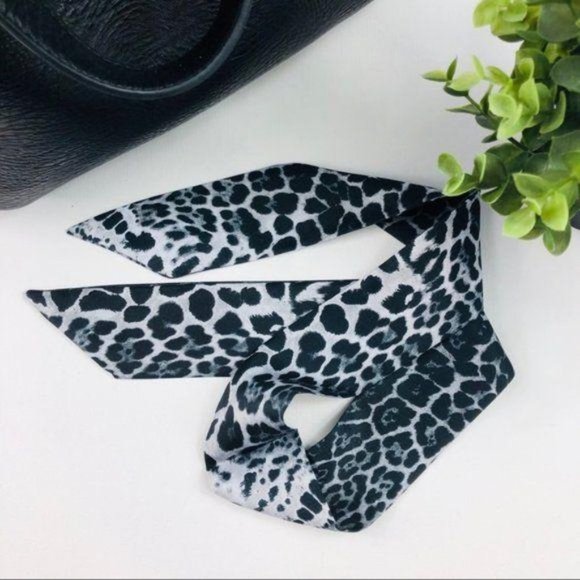 Set of 2 Gray Cheetah Twilly Purse Head Scarves - Picture 4 of 8